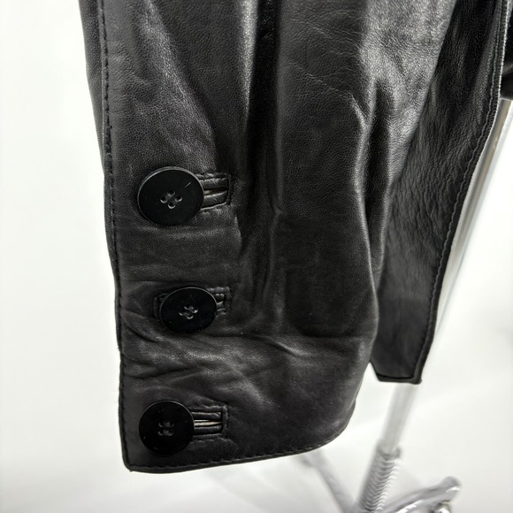Express Avenue De L'opera Leather‎ Belted Moto Jacket Thinsulate Y2K Black S - Picture 6 of 16